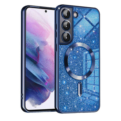 Funda MagSafe para Samsung Galaxy S21 5G G991, Techsuit, Luxury Glitter, Azul Oscuro