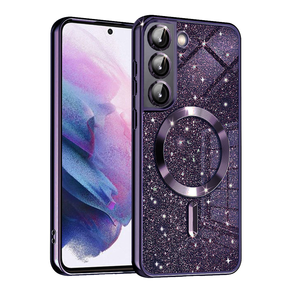 Funda MagSafe para Samsung Galaxy S21 5G G991, Techsuit, Luxury Glitter, Morado Oscuro