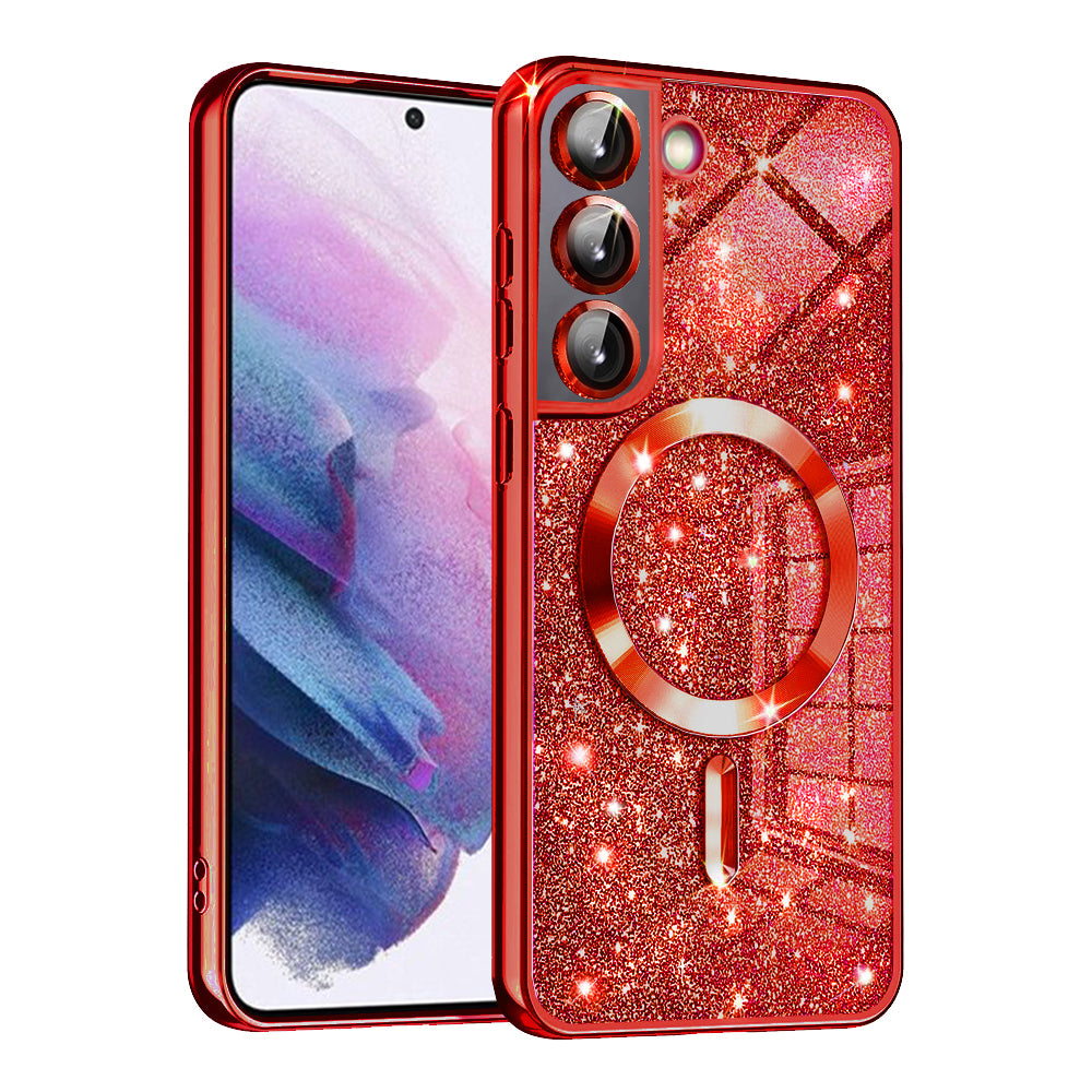 Funda MagSafe para Samsung Galaxy S21 5G G991, Techsuit, Luxury Glitter, Roja