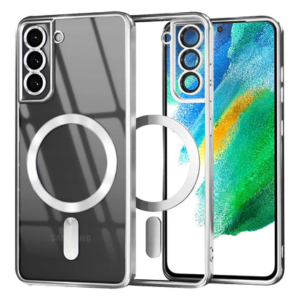 Funda MagSafe para Samsung Galaxy S21 FE 5G G990, Techsuit, Luxury Crystal, Plateada
