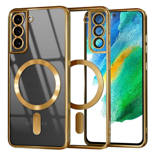Funda MagSafe para Samsung Galaxy S21 FE 5G G990, Techsuit, Luxury Crystal, Dorada