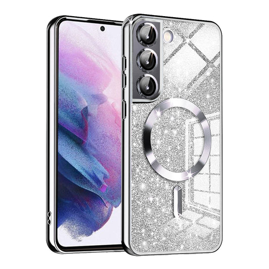 Funda MagSafe para Samsung Galaxy S21 FE 5G G990, Techsuit, Luxury Glitter, Plateada