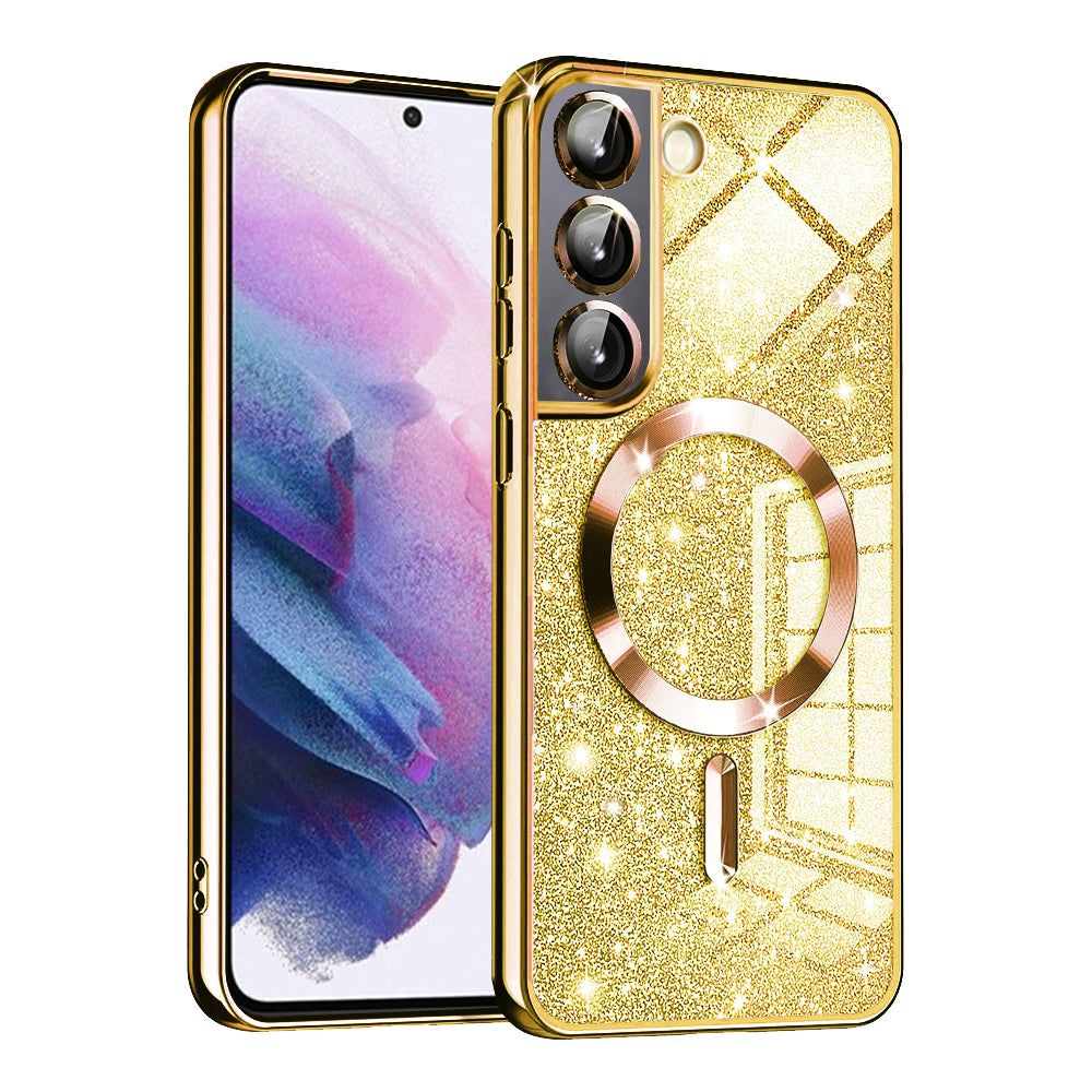 Funda MagSafe para Samsung Galaxy S21 FE 5G G990, Techsuit, Luxury Glitter, Dorada