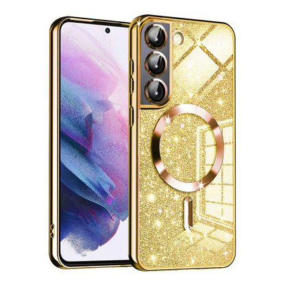 Funda MagSafe para Samsung Galaxy S21 FE 5G G990, Techsuit, Luxury Glitter, Dorada