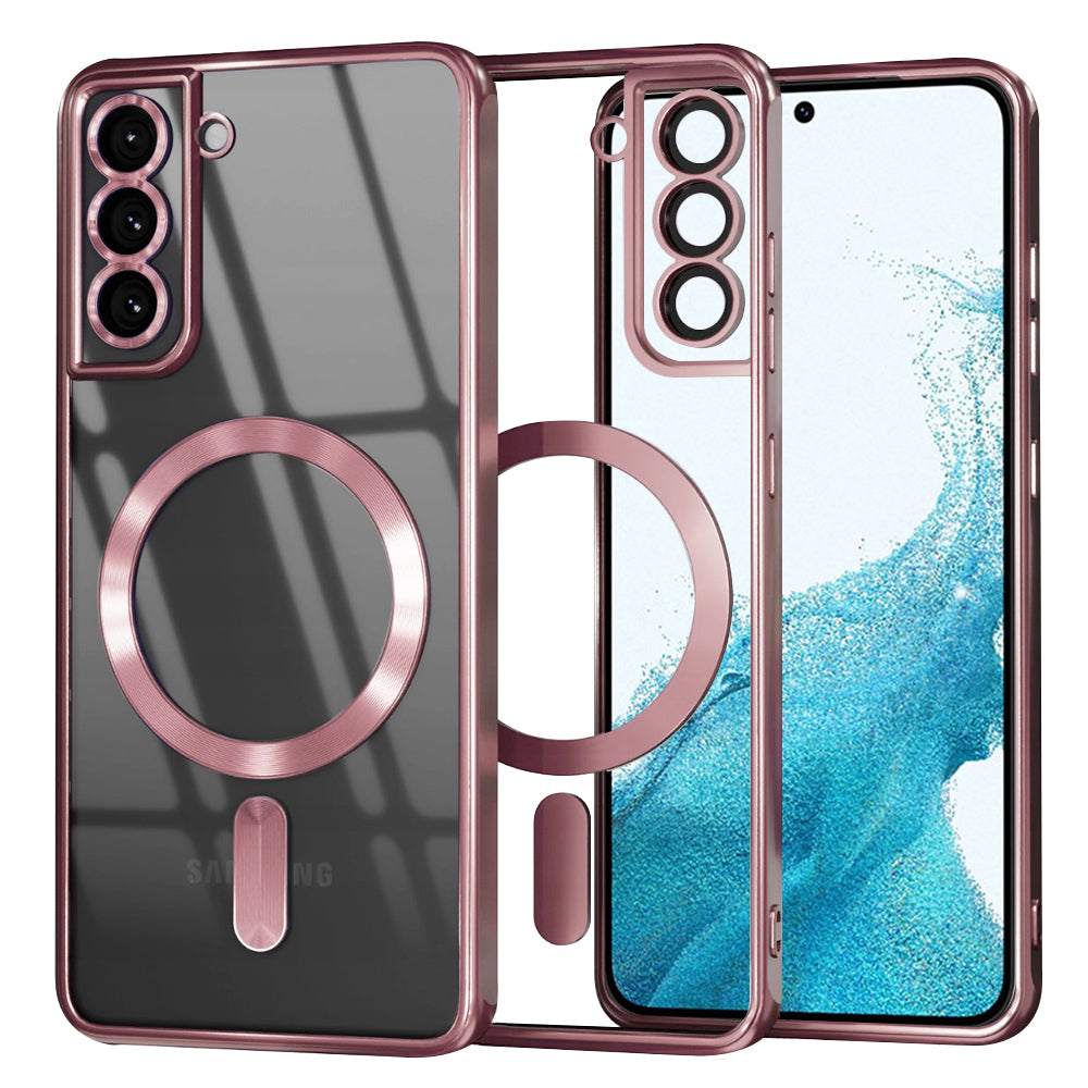 Funda MagSafe para Samsung Galaxy S22 5G S901, Techsuit, Luxury Crystal, Rosa