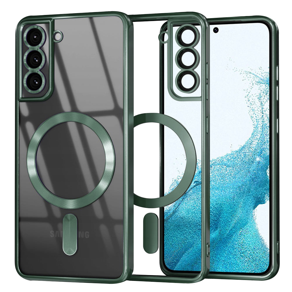 Funda MagSafe para Samsung Galaxy S22 5G S901, Techsuit, Luxury Crystal, Verde Oscuro