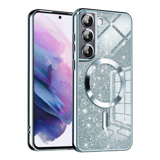 Funda MagSafe para Samsung Galaxy S22 5G S901, Techsuit, Luxury Glitter, Azul