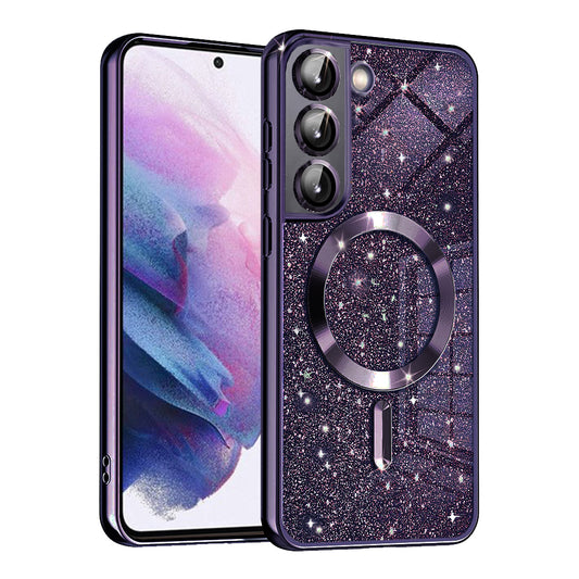 Funda MagSafe para Samsung Galaxy S22 5G S901, Techsuit, Luxury Glitter, Morado Oscuro