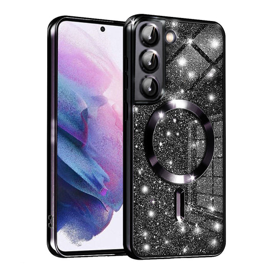 Funda MagSafe para Samsung Galaxy S22 5G S901, Techsuit, Luxury Glitter, Negra