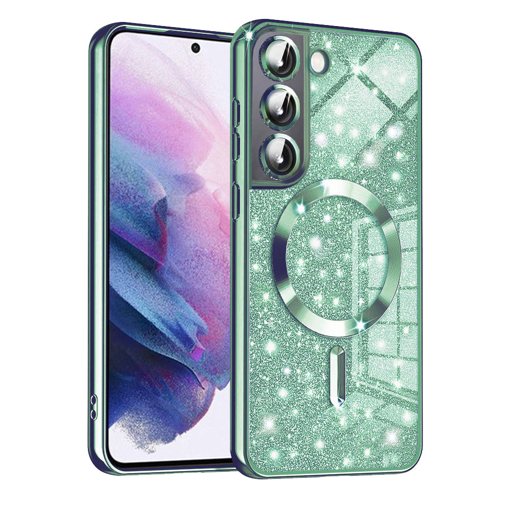Funda MagSafe para Samsung Galaxy S22 5G S901, Techsuit, Luxury Glitter, Verde Claro