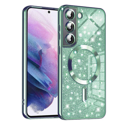 Funda MagSafe para Samsung Galaxy S22 5G S901, Techsuit, Luxury Glitter, Verde Claro