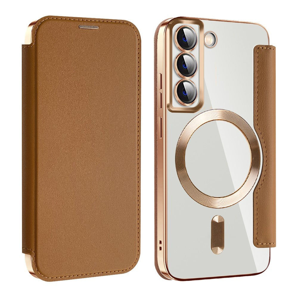 Funda MagSafe para Samsung Galaxy S22 5G S901, Techsuit, SmartMag Book, Marrón