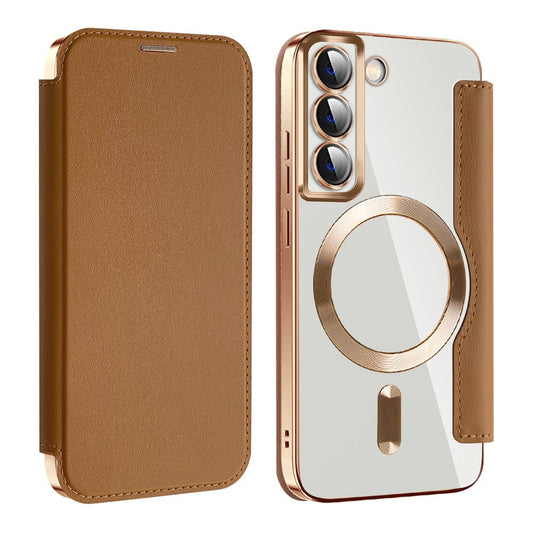 Funda MagSafe para Samsung Galaxy S22 5G S901, Techsuit, SmartMag Book, Marrón