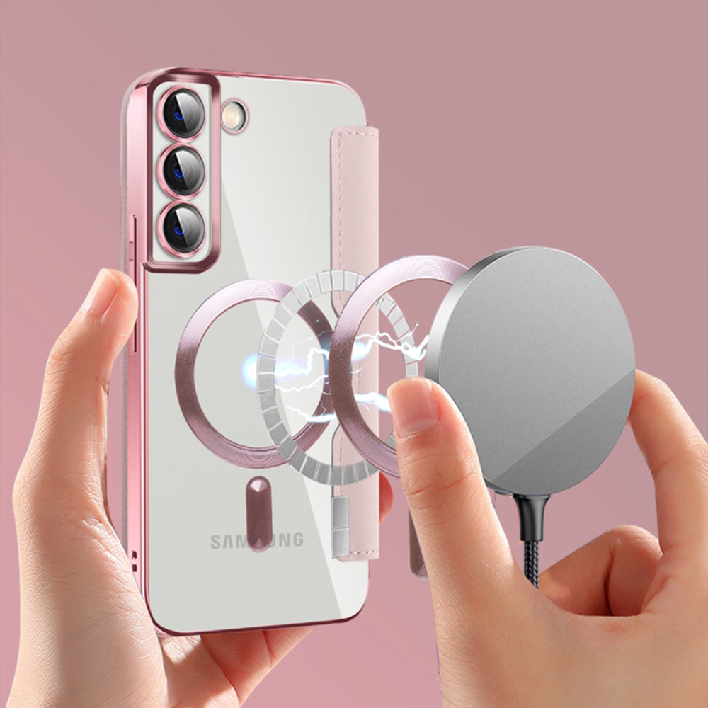 Funda MagSafe para Samsung Galaxy S22+ 5G S906, Techsuit, SmartMag Book, Rosa