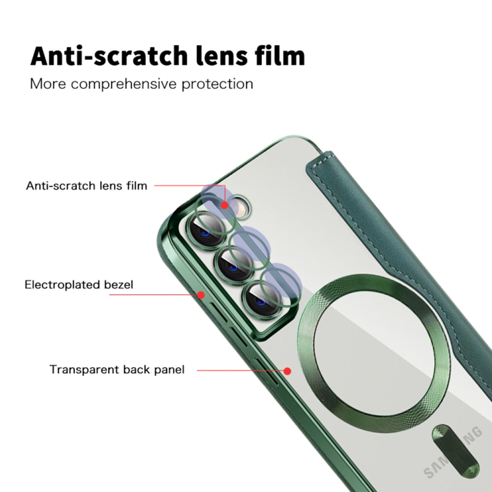 Funda MagSafe para Samsung Galaxy S22+ 5G S906, Techsuit, SmartMag Book, Verde