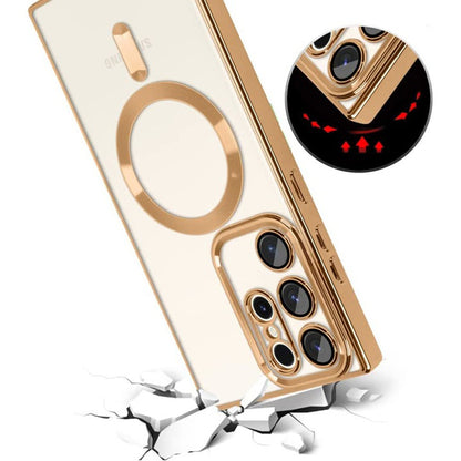 Funda MagSafe para Samsung Galaxy S22 Ultra 5G S908, Techsuit, Luxury Crystal, Roja