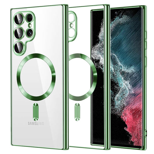 Funda MagSafe para Samsung Galaxy S22 Ultra 5G S908, Techsuit, Luxury Crystal, Verde Claro