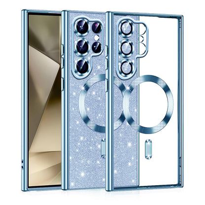 Funda MagSafe para Samsung Galaxy S22 Ultra 5G S908, Techsuit, Luxury Glitter, Azul