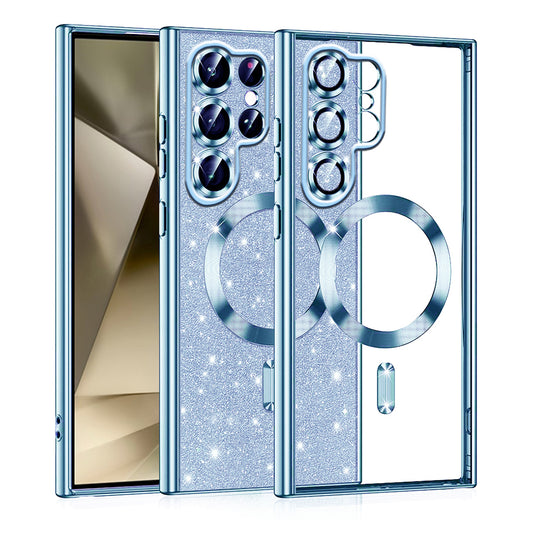 Funda MagSafe para Samsung Galaxy S22 Ultra 5G S908, Techsuit, Luxury Glitter, Azul