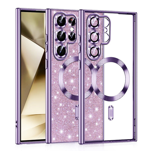 Funda MagSafe para Samsung Galaxy S22 Ultra 5G S908, Techsuit, Luxury Glitter, Morado Claro