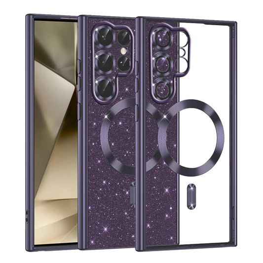 Funda MagSafe para Samsung Galaxy S22 Ultra 5G S908, Techsuit, Luxury Glitter, Morado Oscuro