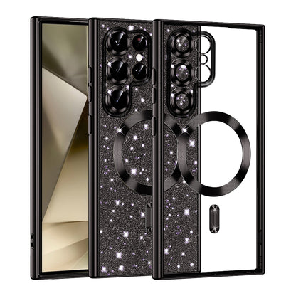 Funda MagSafe para Samsung Galaxy S22 Ultra 5G S908, Techsuit, Luxury Glitter, Negra