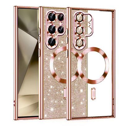 MagSafe Case for Samsung Galaxy S22 Ultra 5G S908, Techsuit, Luxury Glitter, Rose Gold