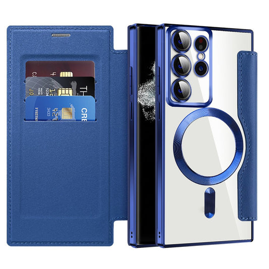 Funda MagSafe para Samsung Galaxy S22 Ultra 5G S908, Techsuit, SmartMag Book, Azul