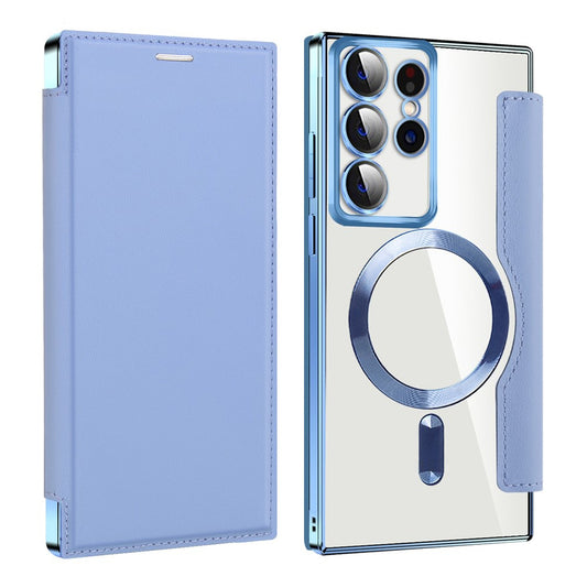 Funda MagSafe para Samsung Galaxy S22 Ultra 5G S908, Techsuit, SmartMag Book, Azul