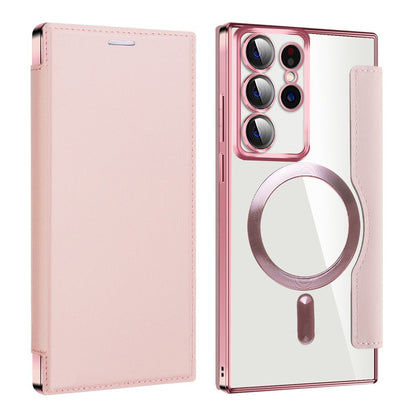 Funda MagSafe para Samsung Galaxy S22 Ultra 5G S908, Techsuit, SmartMag Book, Rosa