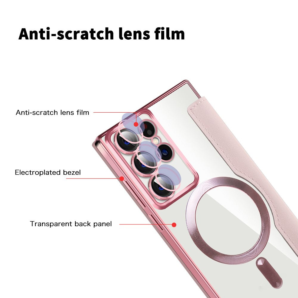 Funda MagSafe para Samsung Galaxy S22 Ultra 5G S908, Techsuit, SmartMag Book, Rosa