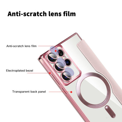 Funda MagSafe para Samsung Galaxy S22 Ultra 5G S908, Techsuit, SmartMag Book, Rosa