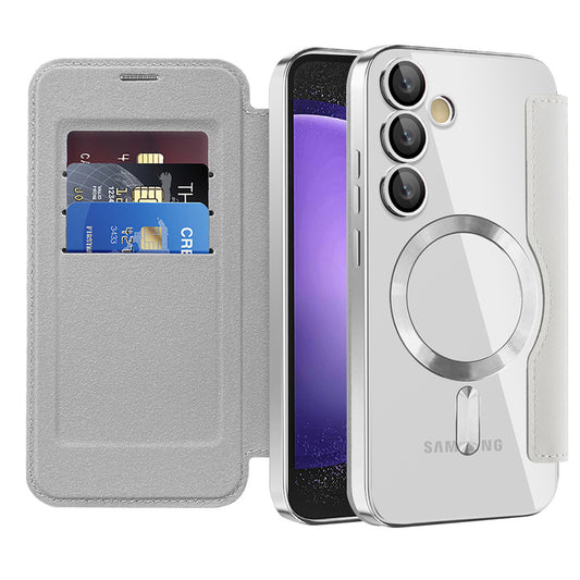 Funda MagSafe para Samsung Galaxy S23 FE S711, Techsuit, SmartMag Book, Gris
