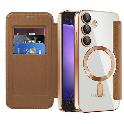 Funda MagSafe para Samsung Galaxy S23 FE S711, Techsuit, SmartMag Book, Marrón