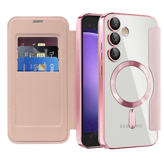 Funda MagSafe para Samsung Galaxy S23 FE S711, Techsuit, SmartMag Book, Rosa