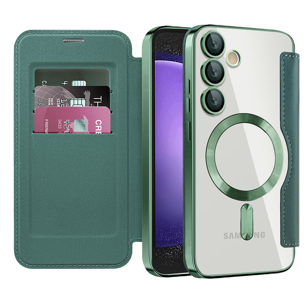Funda MagSafe para Samsung Galaxy S23 FE S711, Techsuit, SmartMag Book, Verde