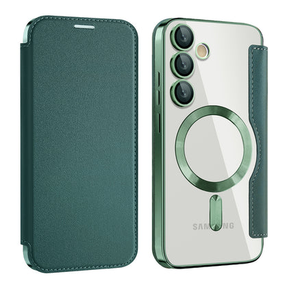 Funda MagSafe para Samsung Galaxy S23 FE S711, Techsuit, SmartMag Book, Verde