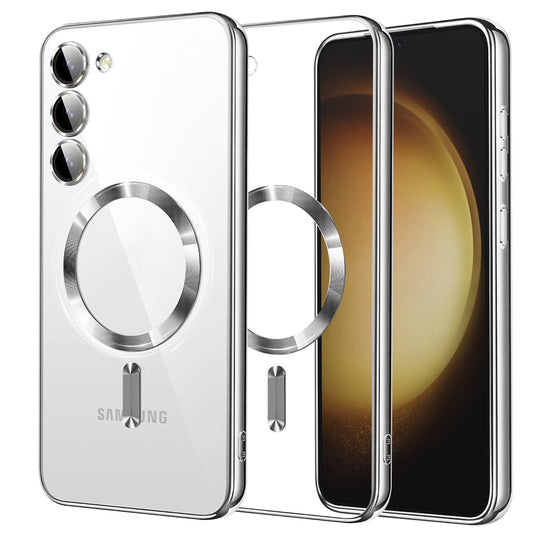 Funda MagSafe para Samsung Galaxy S23+ S916, Techsuit, Luxury Crystal, Plateada