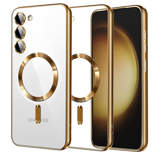 Funda MagSafe para Samsung Galaxy S23+ S916, Techsuit, Luxury Crystal, Dorada