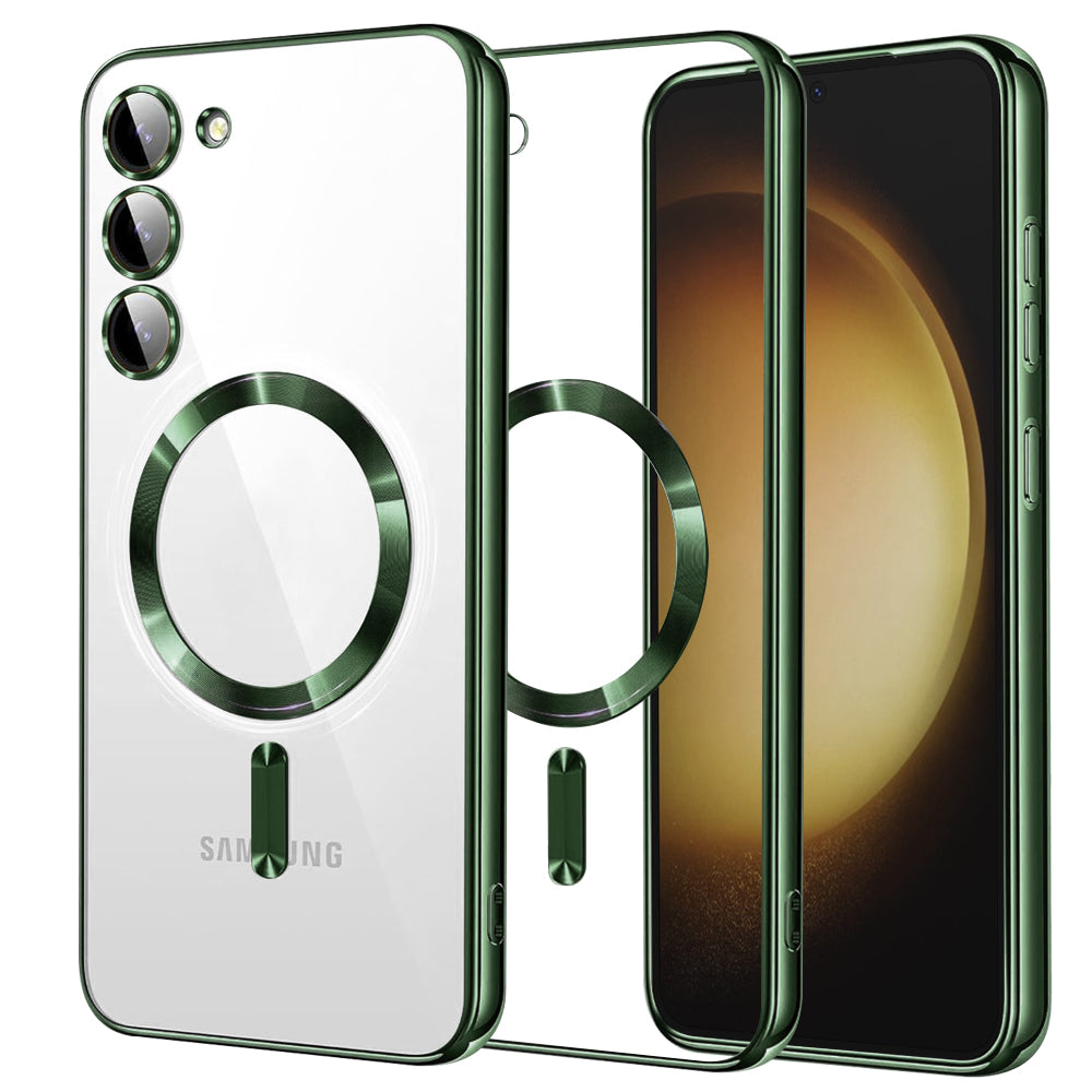Funda MagSafe para Samsung Galaxy S23+ S916, Techsuit, Luxury Crystal, Verde Oscuro