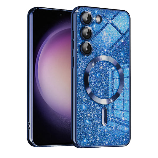 Funda MagSafe para Samsung Galaxy S23+ S916, Techsuit, Luxury Glitter, Azul Oscuro