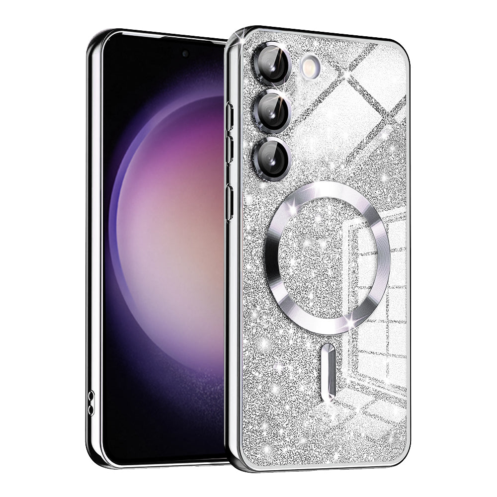 Funda MagSafe para Samsung Galaxy S23+ S916, Techsuit, Luxury Glitter, Plateada