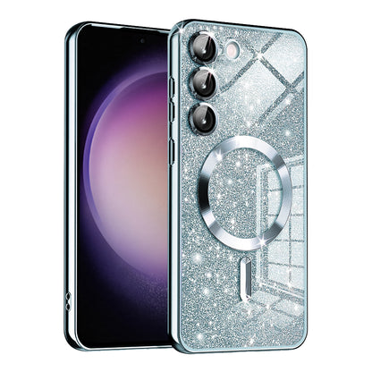 Funda MagSafe para Samsung Galaxy S23+ S916, Techsuit, Luxury Glitter, Azul