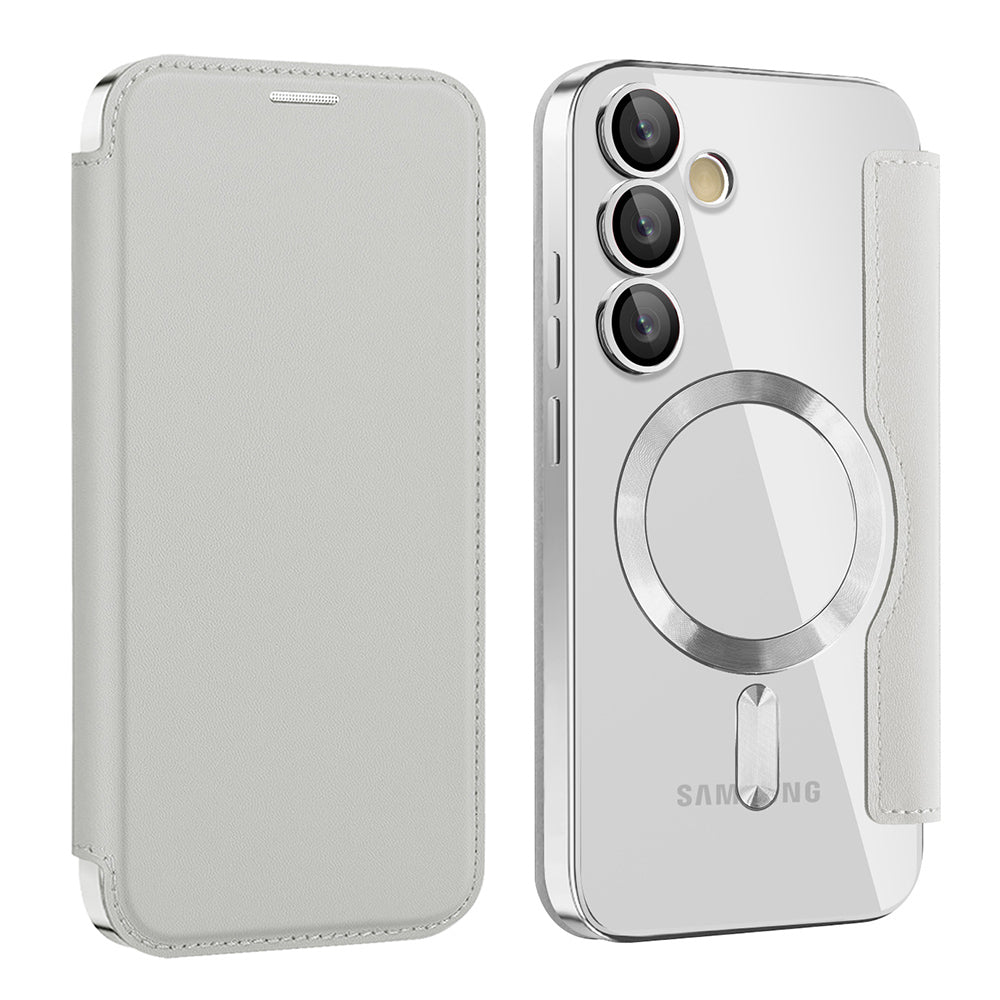 Funda MagSafe para Samsung Galaxy S23+ S916, Techsuit, SmartMag Book, Gris