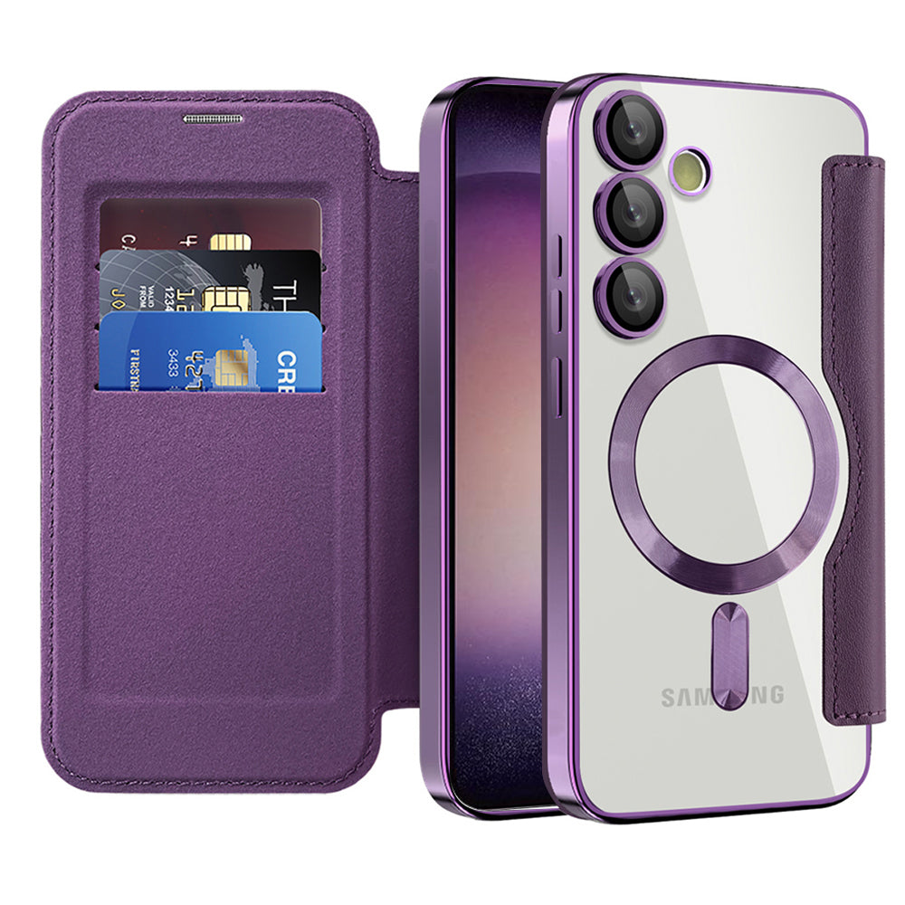 Funda MagSafe para Samsung Galaxy S23+ S916, Techsuit, SmartMag Book, Morado