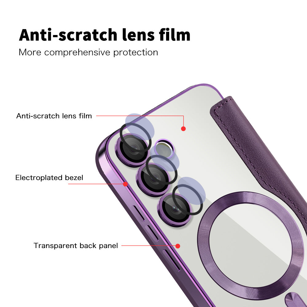 Funda MagSafe para Samsung Galaxy S23+ S916, Techsuit, SmartMag Book, Morado