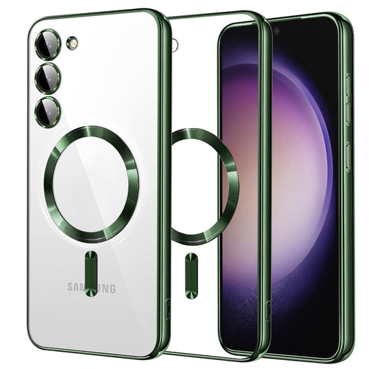 Funda MagSafe para Samsung Galaxy S23 S911, Techsuit, Luxury Crystal, Verde Oscuro