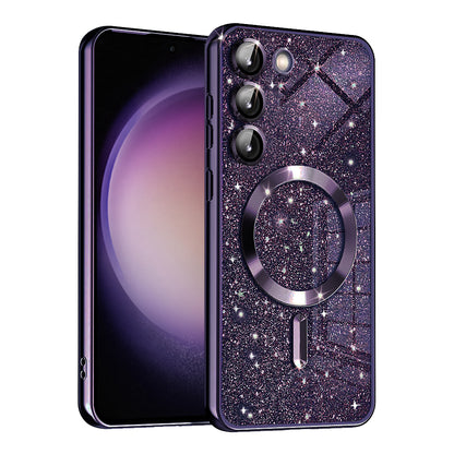 Funda MagSafe para Samsung Galaxy S23 S911, Techsuit, Luxury Glitter, Morado Oscuro