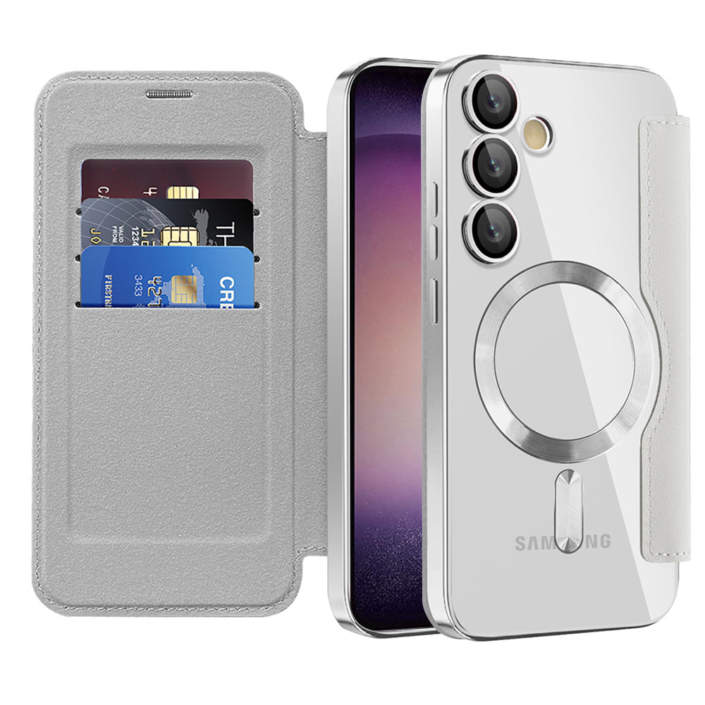 Funda MagSafe para Samsung Galaxy S23 S911, Techsuit, SmartMag Book, Gris