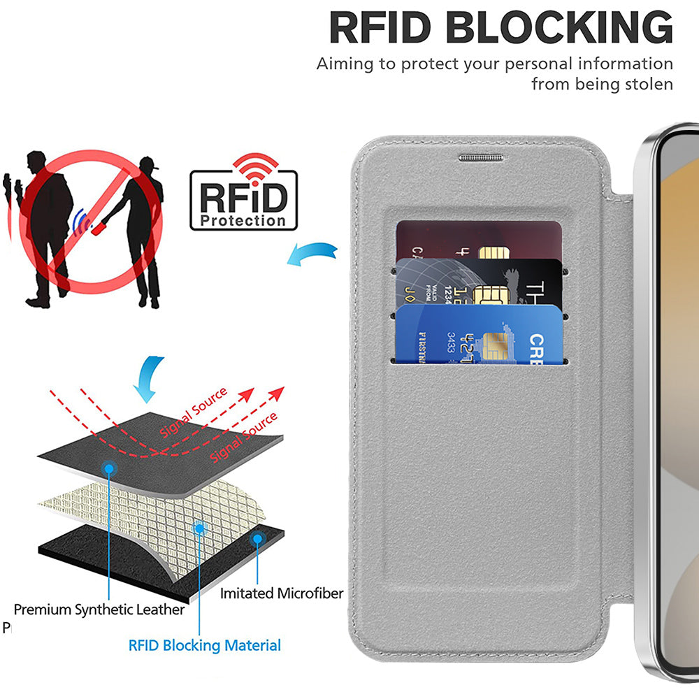 Funda MagSafe para Samsung Galaxy S23 S911, Techsuit, SmartMag Book, Gris